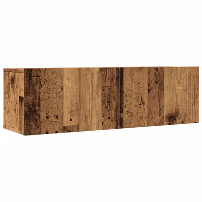Veggmonterte TV-benker 2 stk gammelt tre 100x30x30 cm