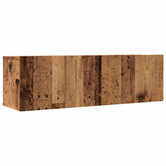 Veggmonterte TV-benker 2 stk gammelt tre 100x30x30 cm