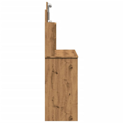 Sminkebord med LED artisan eik 96x40x142 cm