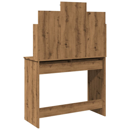 Sminkebord med LED artisan eik 96x40x142 cm