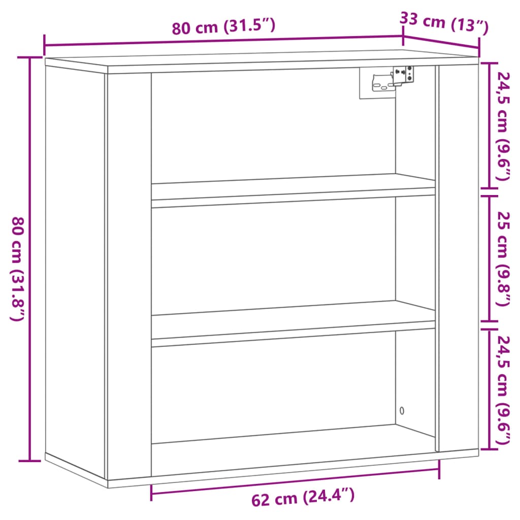 Veggskap artisan eik 80x33x80 cm konstruert tre