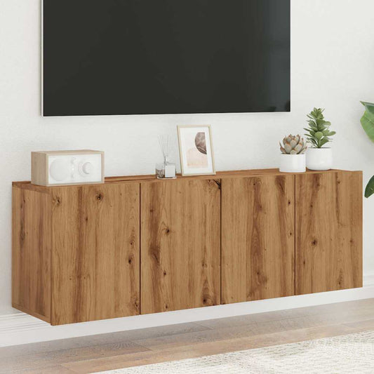 Veggmonterte TV-benker 2 stk artisan eik 60x30x41 cm