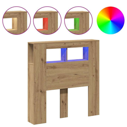 Sengegavl med LED artisan eik 100x18,5x103,5 cm konstruert tre