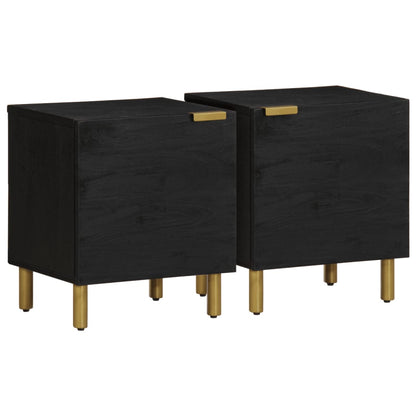 Nattbord 2 stk svart 40x33x46 cm heltre mango
