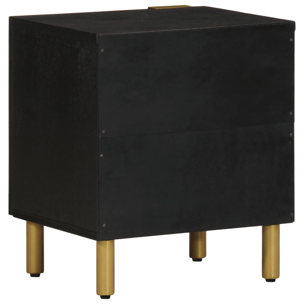 Nattbord 2 stk svart 40x33x46 cm heltre mango