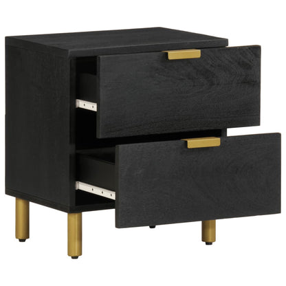 Nattbord 2 stk svart 40x33x46 cm heltre mango