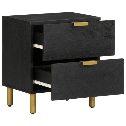 Nattbord 2 stk svart 40x33x46 cm heltre mango