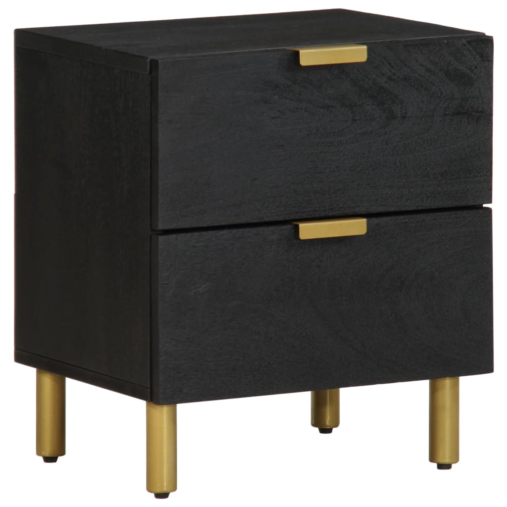 Nattbord 2 stk svart 40x33x46 cm heltre mango