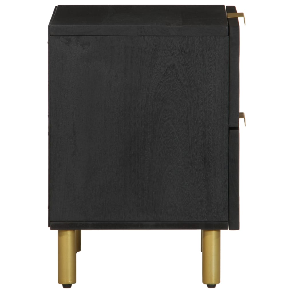 Nattbord 2 stk svart 40x33x46 cm heltre mango