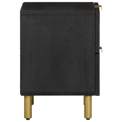 Nattbord 2 stk svart 40x33x46 cm heltre mango
