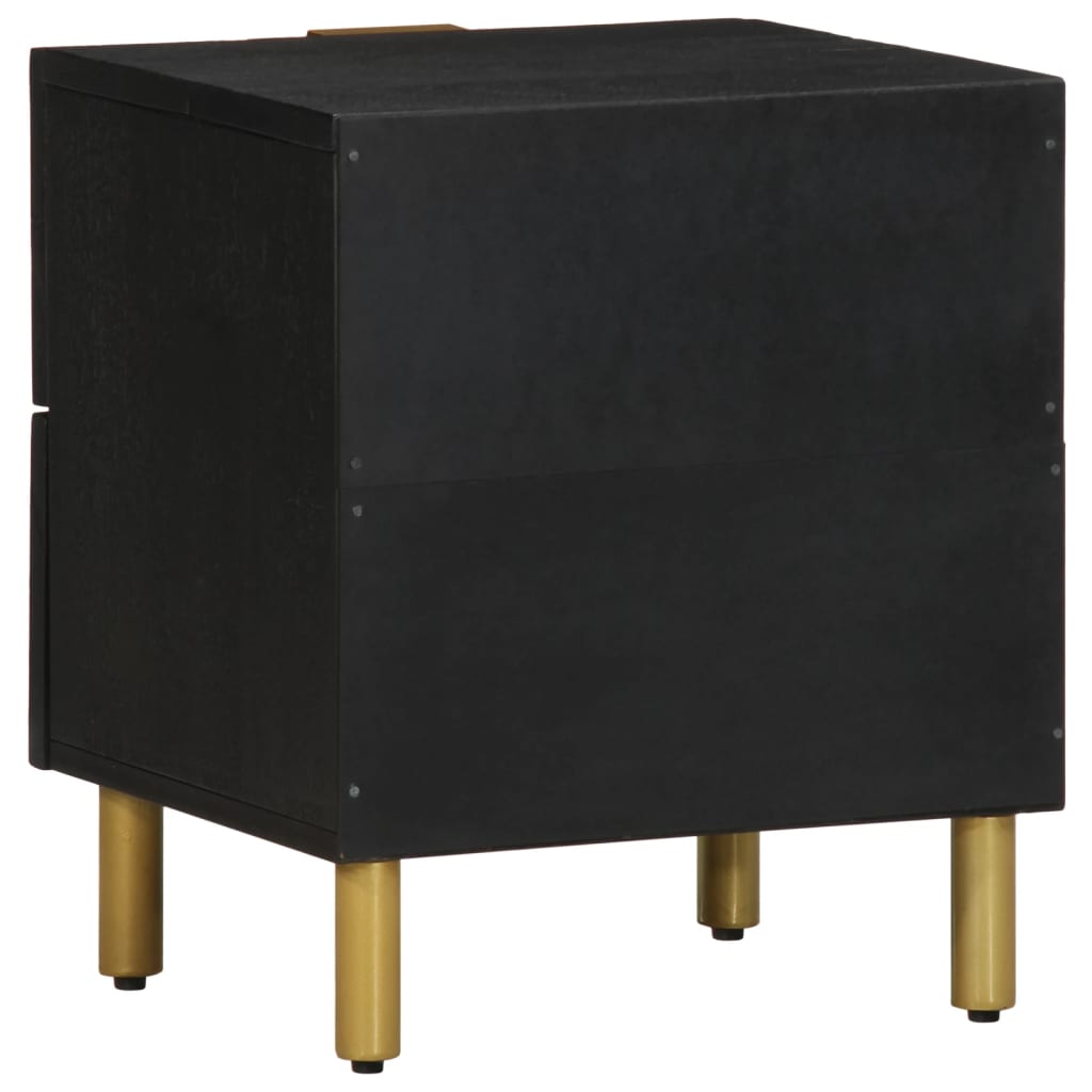 Nattbord 2 stk svart 40x33x46 cm heltre mango