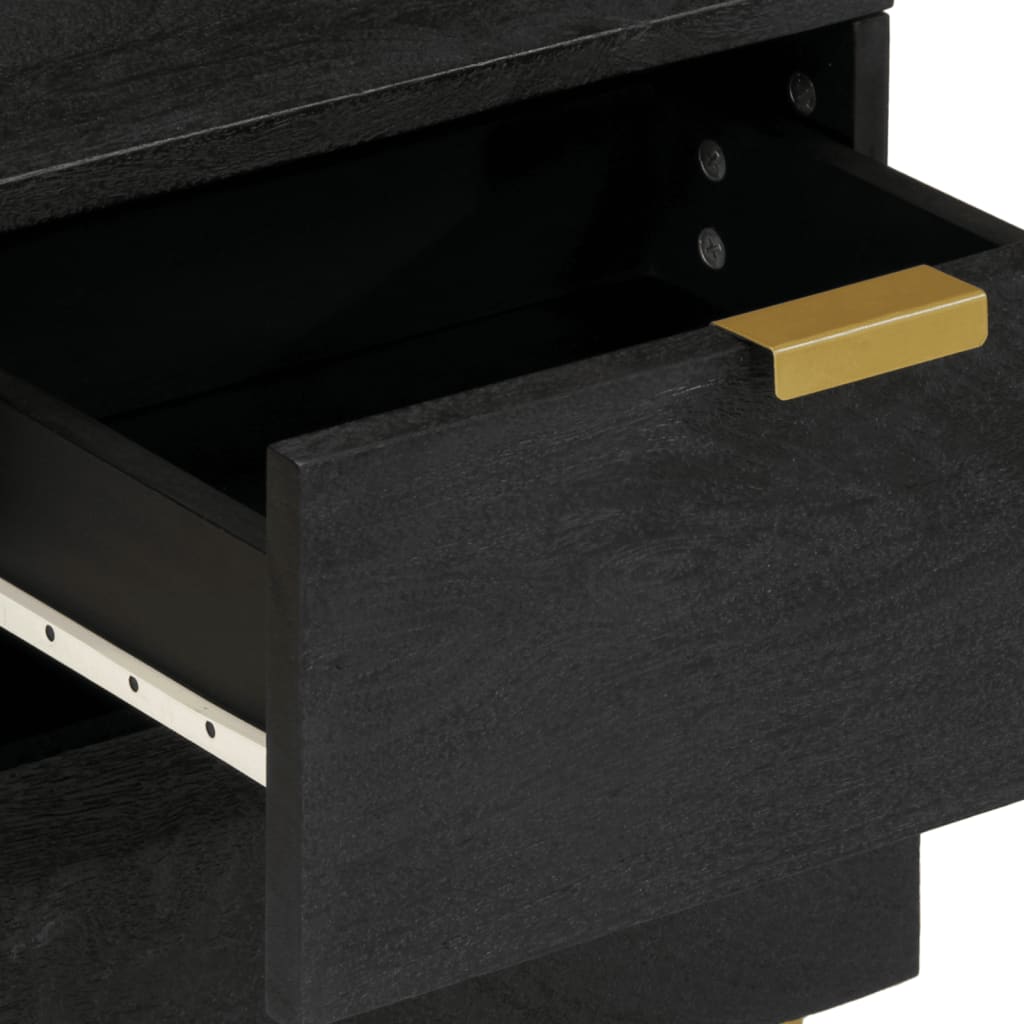 Nattbord 2 stk svart 40x33x46 cm heltre mango