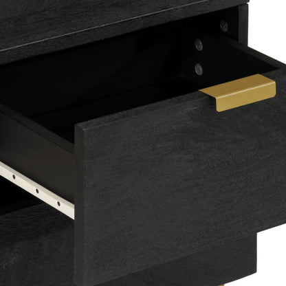 Nattbord 2 stk svart 40x33x46 cm heltre mango