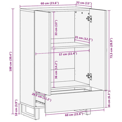 Highboard svart 60x33x100 cm heltre mango