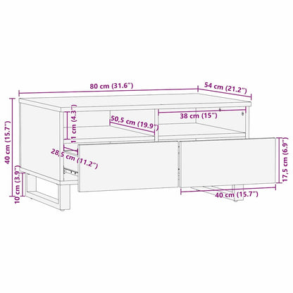 Kaffebord - 80 x 54 x 40 cm - Solid Mangotre