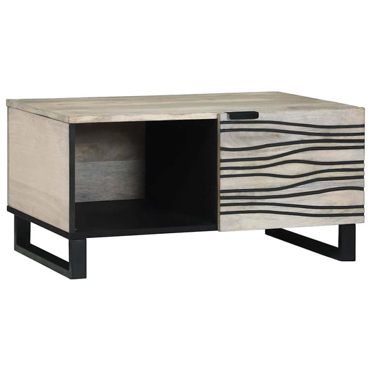 Kaffebord Hvit, Svart 80 x 50 x 40 cm Massiv mango tre