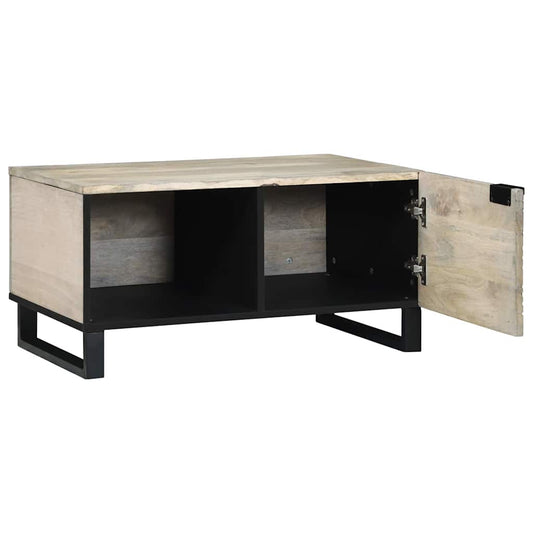 Kaffebord Hvit, Svart 80 x 50 x 40 cm Massiv mango tre