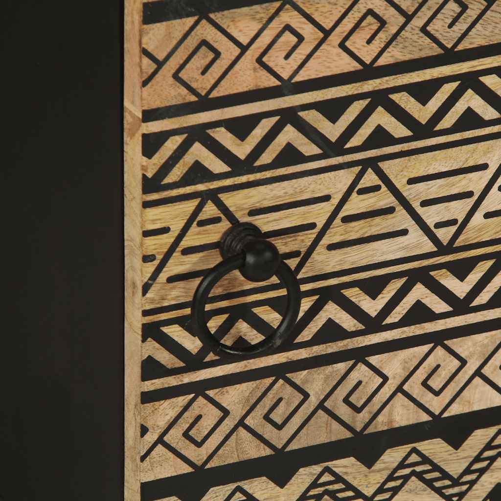 Nattbord 2 stk svart 40x33,5x46 cm grovt heltre mangotre