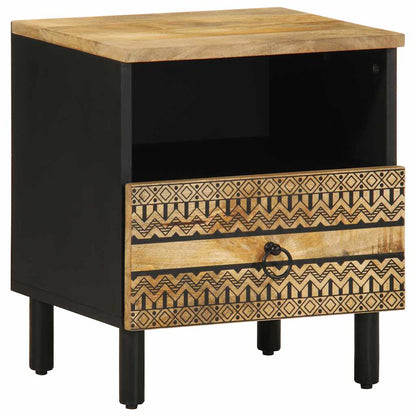 Nattbord 2 stk svart 40x33x46 cm grovt heltre mangotre