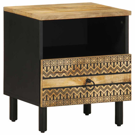 Nattbord 2 stk svart 40x33x46 cm grovt heltre mangotre