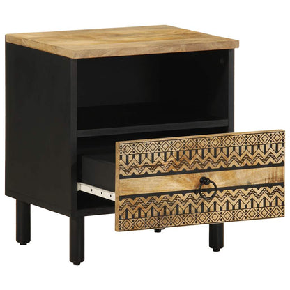 Nattbord 2 stk svart 40x33x46 cm grovt heltre mangotre
