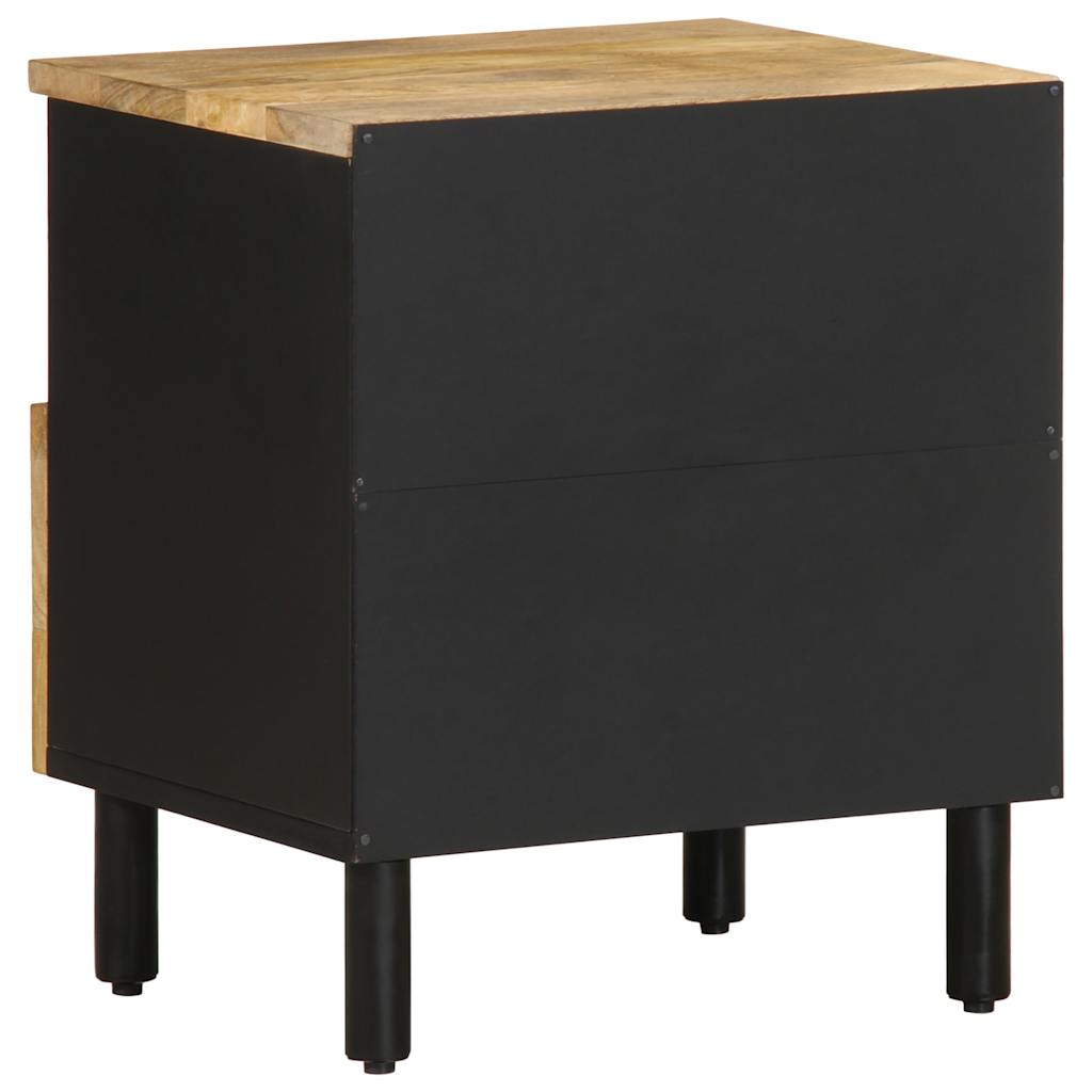 Nattbord 2 stk svart 40x33x46 cm grovt heltre mangotre