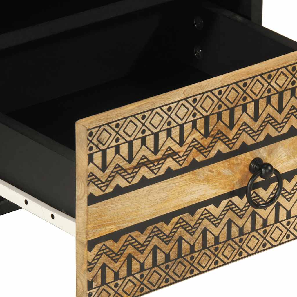 Nattbord 2 stk svart 40x33x46 cm grovt heltre mangotre