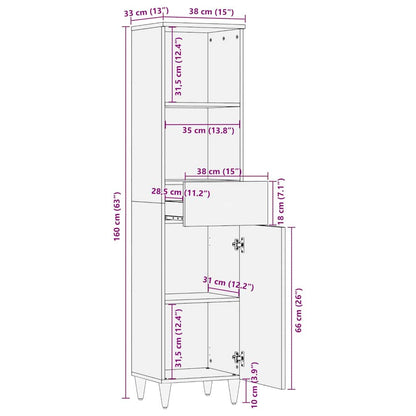 Sideboard med skuff Brun 38 x 33.5 x 160 cm Massivt mangotre