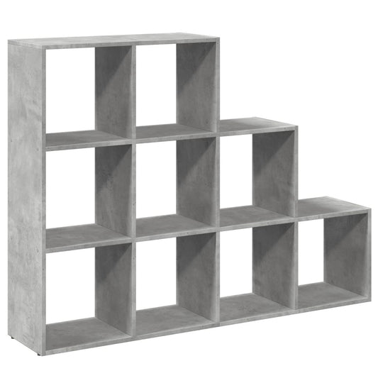 Bokhylle 3 etasjer betonggrå 137,5x29x103,5 cm konstruert tre