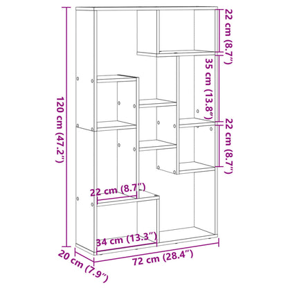 Bokhylle sonoma eik 72x20x120 cm konstruert tre