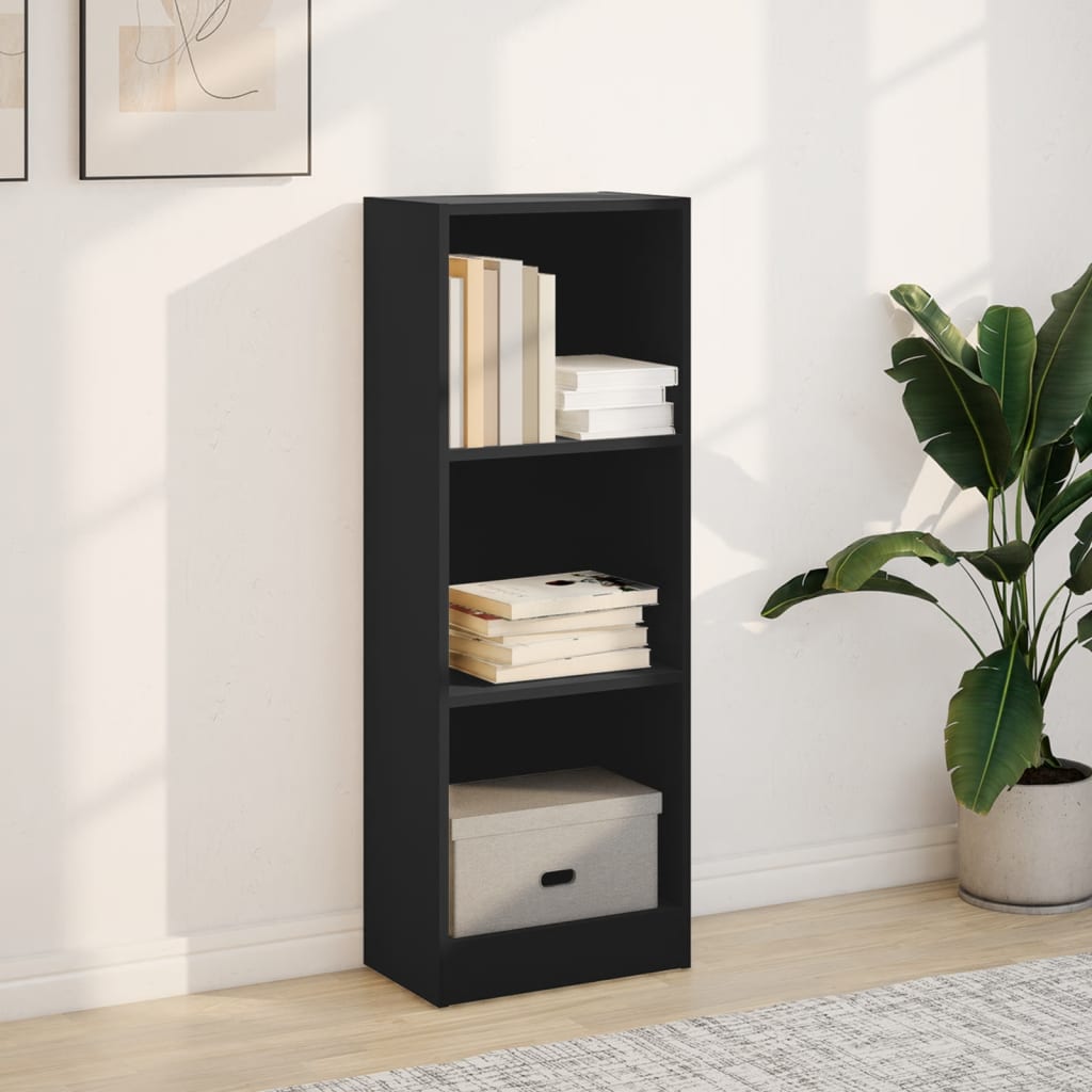 Bokhylle svart 40x24x109 cm konstruert tre