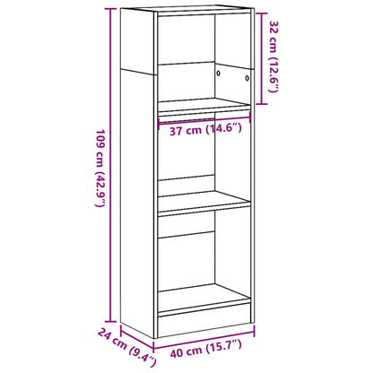 Bokhylle sonoma eik 40x24x109 cm konstruert tre