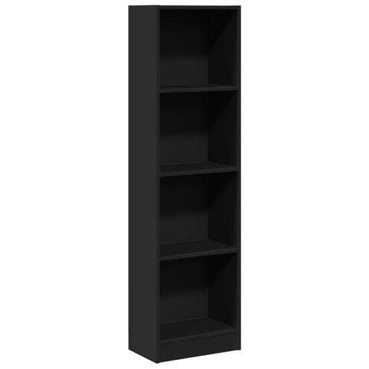 Bokhylle svart 40x24x143 cm konstruert tre