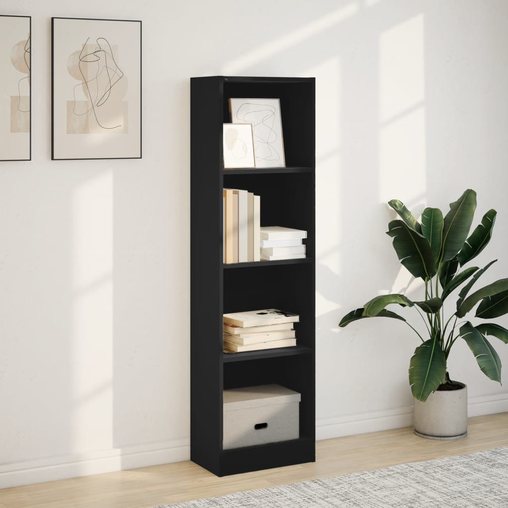 Bokhylle svart 40x24x143 cm konstruert tre