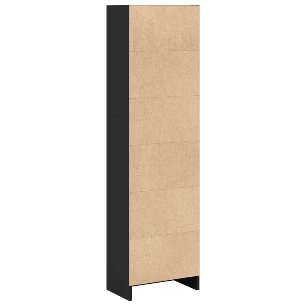 Bokhylle svart 40x24x143 cm konstruert tre