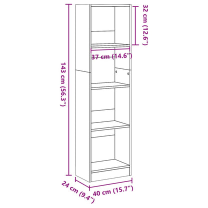 Bokhylle sonoma eik 40x24x143 cm konstruert tre