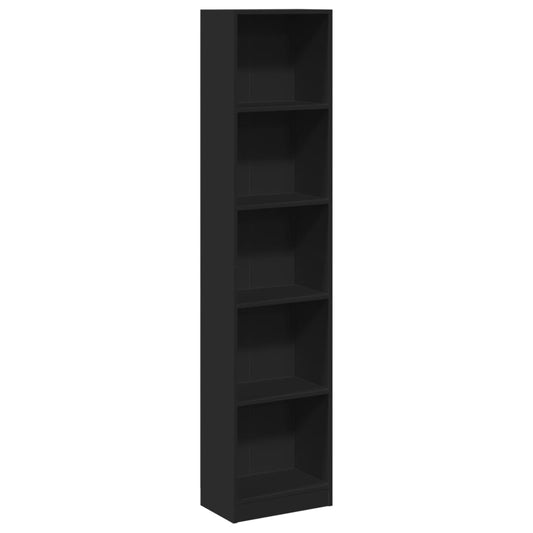 Bokhylle svart 40x24x176 cm konstruert tre