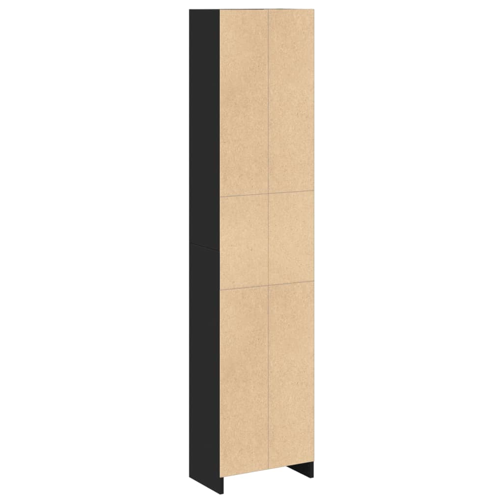 Bokhylle svart 40x24x176 cm konstruert tre
