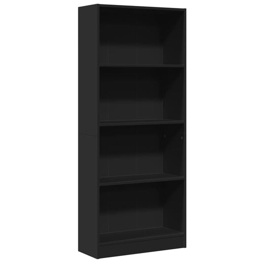 Bokhylle svart 60x24x143 cm konstruert tre