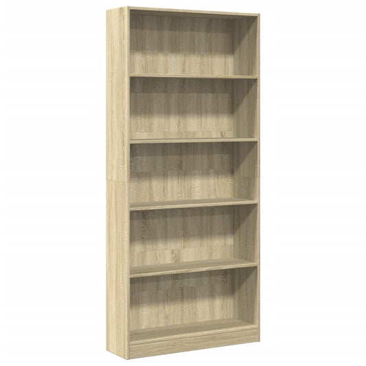 Bokhylle sonoma eik 80x24x176 cm konstruert tre
