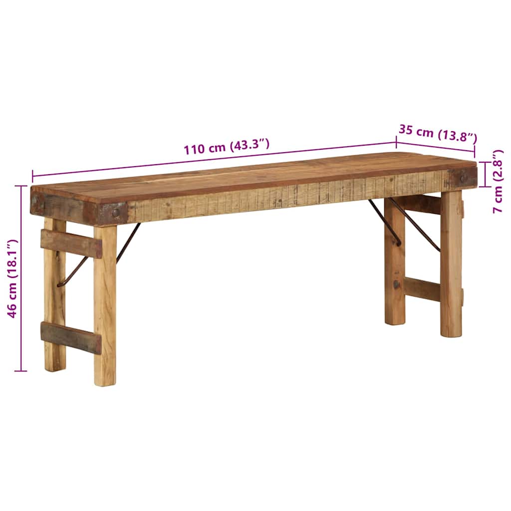 Benk 110x35x46 cm Solid Tre Gjenvunnet
