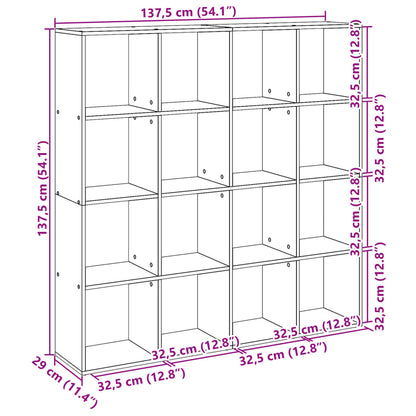 Bokhylle sonoma eik 137,5x29x137,5 cm konstruert tre