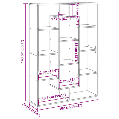 Bokhylle sonoma eik 102x29x143 cm konstruert tre