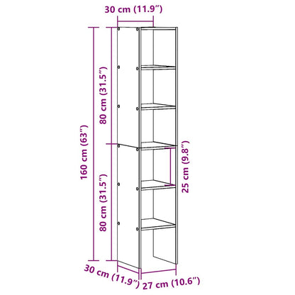 Bokhyller 2 stk stablebar gammelt tre 30x30x80cm konstruert tre