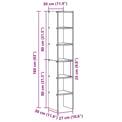 Bokhyller 2 stk stablebar artisan eik 30x30x80cm konstruert tre