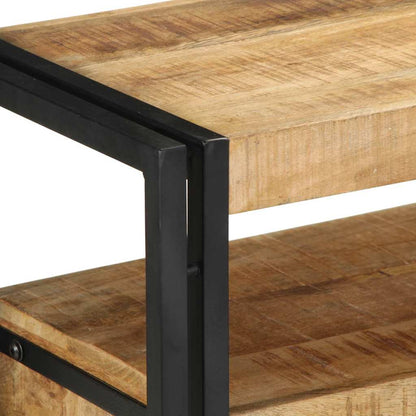 Endebord Svart 120x33x75 cm Solid Mangotre og Metall