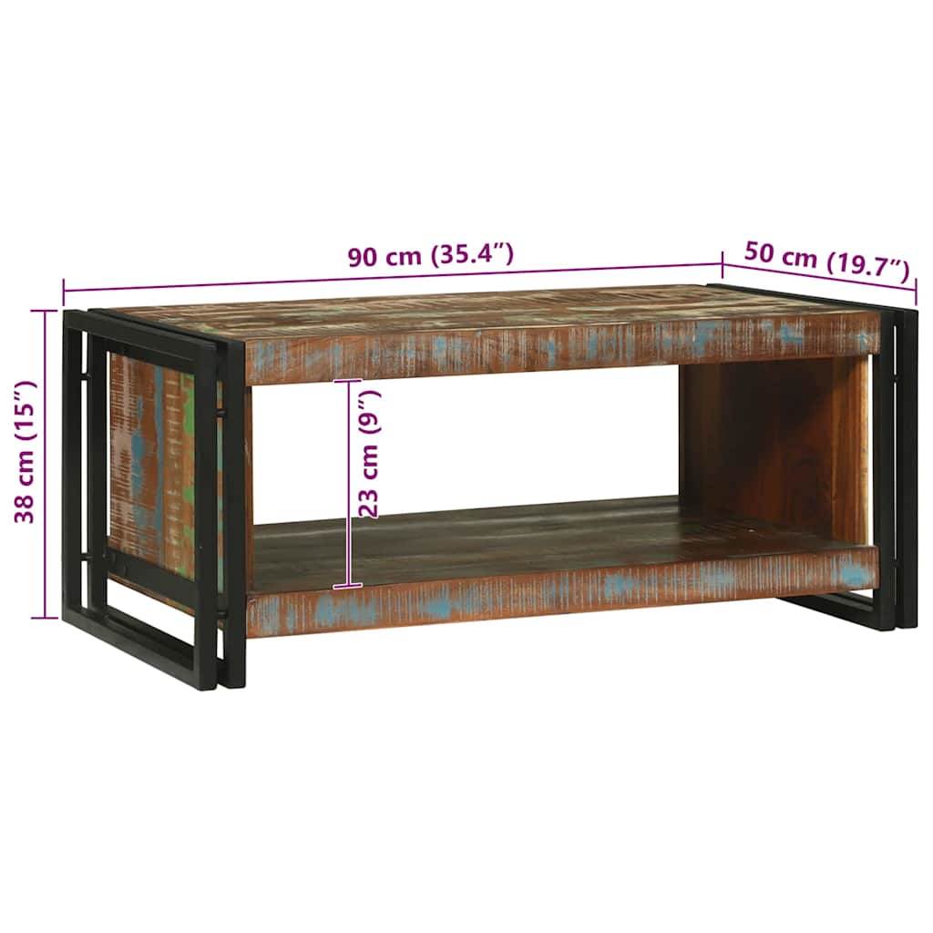 Kaffebord Brun 90 x 50 x 38 cm gjenvunnet heltre