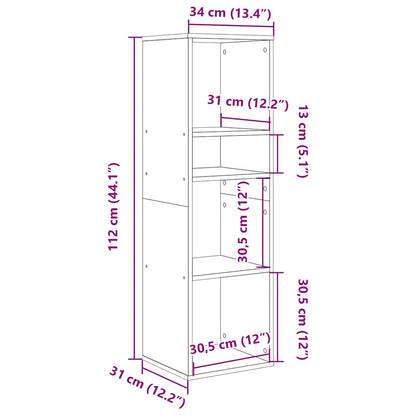 Bokhylle svart 34x31x112 cm konstruert tre