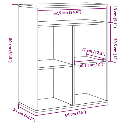 Bokhylle sonoma eik 66x31x112 cm konstruert tre