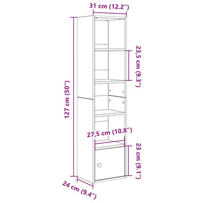 Bokhylle sonoma eik 31x24x127 cm konstruert tre